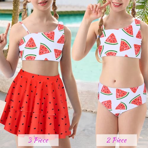 Girls Swimsuit 3-Piece Bathing Suit Set - Watermelon, 7-8 Years