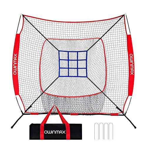 7x7 ft Baseball Softball Practice Net with Detachable Frame for Batting Hitting Pitching