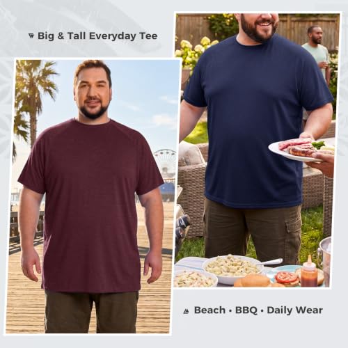 Feiersi Men's Big & Tall Lightweight Stretch Crewneck T-Shirts 2 Pack - XL to 5XL, 5X Tall / 01 Wine Red & Navy Blue
