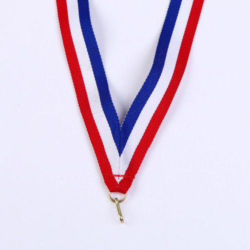 VASANA 10Pcs Nylon Award Ribbons with Snap Clips Medal Lanyards Red White Blue Classic Striped Flat Neck Ribbons for Competitions Sports Meeting Partys