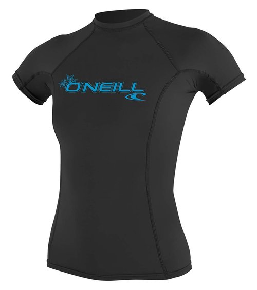 O'Neill Wetsuits Women's Basic Skins S/S Rash Guards, Black, Medium