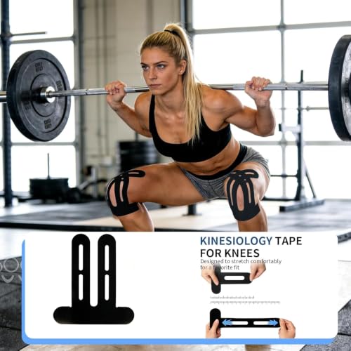Black & Beige Kinesiology Tape for Knee Support and Stability - 20 Precut Strips
