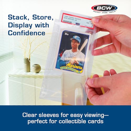 300 Pack Resealable Card Sleeves for Graded Cards - Acid-Free Polypropylene, 3¾ x 5½ with 1” Flap