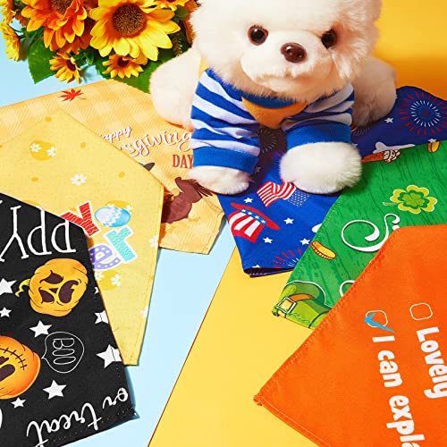 Cute Holiday Dog Bandanas Set - Adjustable Washable Large Dog Accessories