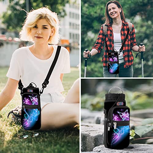 Insulated Water Bottle Carrier Bag with Phone Pocket and Adjustable Strap 25/32/40/64 oz