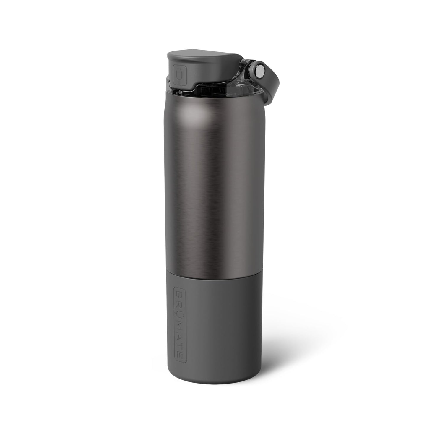 BrüMate Rise 35oz Water Bottle With Covered Silicone Straw | 100% Leakproof Insulated Water Bottle | Soft Sip Silicone Spout | Made of Stainless Steel | 35oz (Black Stainless)