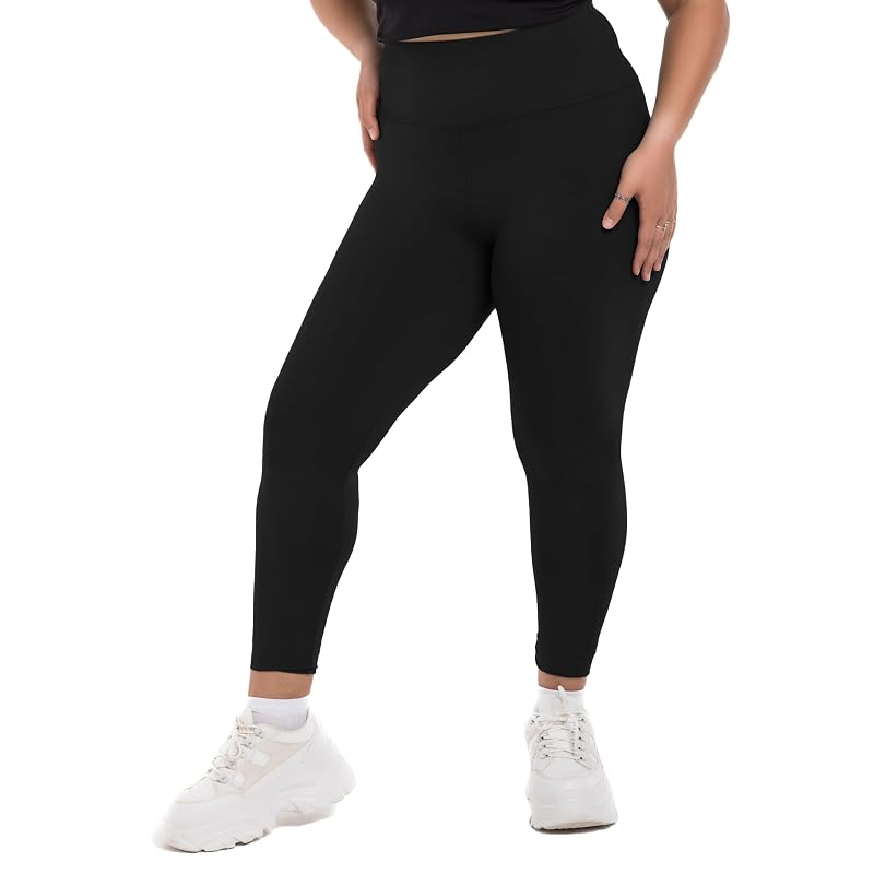 Plus Size High Waisted Leggings for Women - Black, Full Length, XX-Large