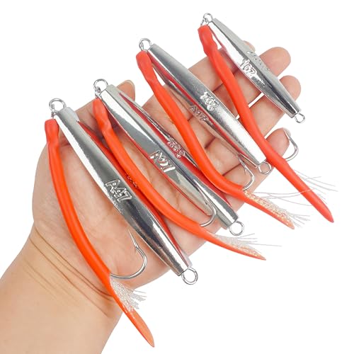 Saltwater Fishing Lures - Mix Colors 3pcs 2oz Metal Jigging Spoons for Deep Sea Surf Fishing