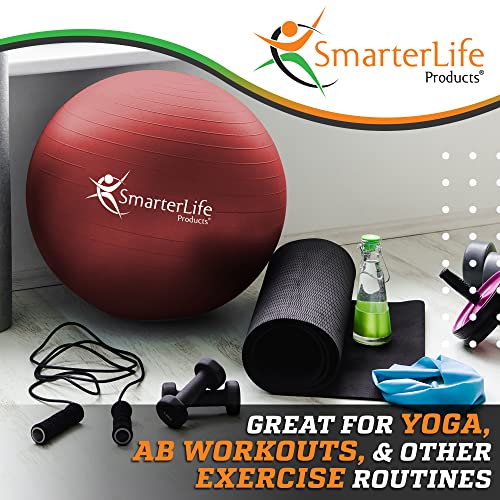 SmarterLife 45cm Red Exercise Ball for Yoga, Pregnancy & Fitness