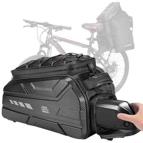 KEMIMOTO Ebike Battery Bag Bike Bags for Rear Rack, 40L Hard Shell Bag with Waterproof Cover, Ebike Trunk Bicycle Seat Pannier for Commuter Travel Outdoor