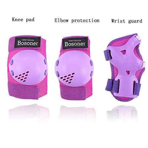 BOSONER Kids/Youth Knee Pads Elbow Pads Wrist Guards Set for 3-15 Years, Child Protective Gear Set for Roller Skates, Cycling, BMX Bike, Skateboard, Inline Skating, Scooter Riding Sports¡¦