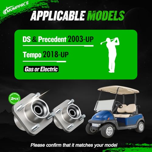Golf Cart Front Wheel Hub Assembly with Bearings and Dust Cover - Fits Club Car 2003-Up, Tempo 2018-Up, 2 Pieces