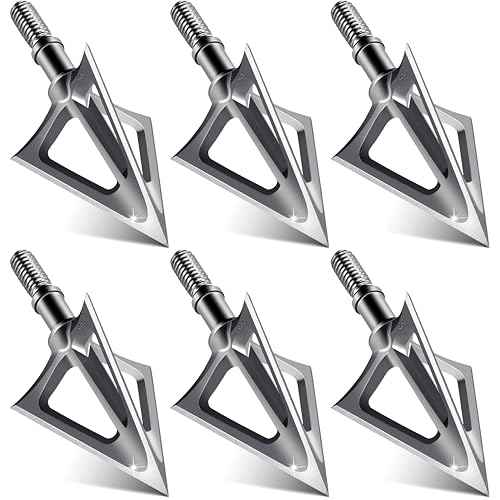 6-Pack 420 Stainless Steel Fixed Blade Broadheads 100 Grain 1-1/8" Cut Premium Solid Arrow Tip for Archery Hunting for Crossbow and Compound Bow