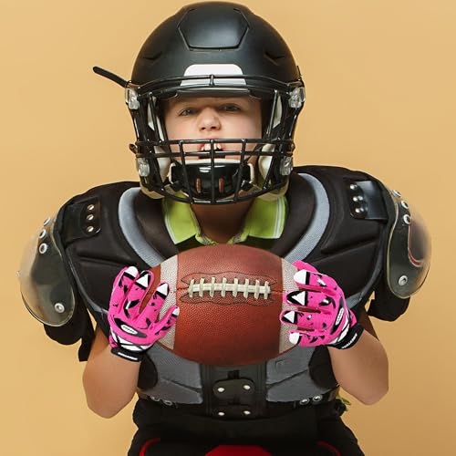 Kids Youth Football Gloves Pink / Receiver Gloves for Boys Girls