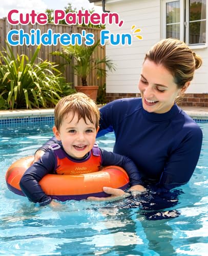 Toddler Swim Vest with Adjustable Straps and Inflatable Inner Tube - Sunset Orange, 3-6 Years
