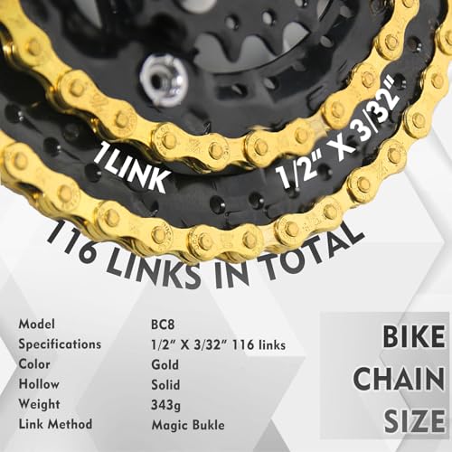 GOLD 8-Speed Bike Chain for Shimano SRAM Mountain City Folding Bikes
