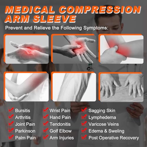 X-Large Beige Medical Compression Arm Sleeve with Gauntlet 20-30mmHg
