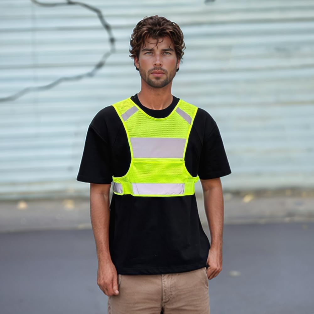 IDOU Reflective Vest Safety Running Gear - High Visibility Vest with Pocket for Running, Biking, Walking, Women & Men/D/M1