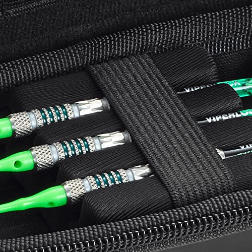 Casemaster Sentry 6 Dart Case - Slim, Holds Extra Accessories, Tips, Shafts and Flights - Compatible with Steel and Soft Tip Darts - Impact & Water Resistant TacTech Shell - Blue Zipper