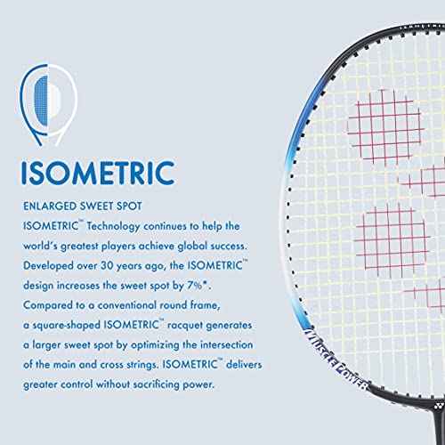 YONEX Muscle Power 22LT Carbon Graphite Strung Badminton Racket with Full Racket Cover (Black/Blue) | for Intermediate Players | 83 Grams | Maximum String Tension - 30lbs