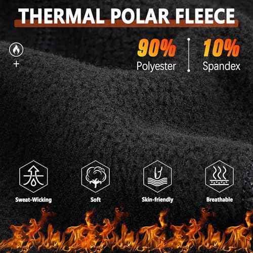 Winter Thermal Skull Cap for Men Windproof Helmet Liner with Full Ear Coverage & Eyewear Slots, Cycling Motorcycle