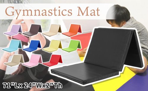 Gymnastics Mat Gym Mat Folding Mattress with Handle,2"/4" Thick Waterproof Floor Mattress Sleep Padding High Density Foam Floor Guest Bed with Removable Cover (Green-PU,20"x39"x2")