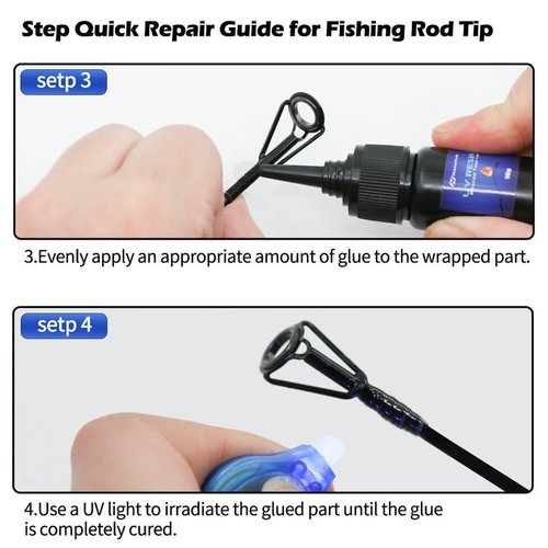 Natufish Fishing Rod Tip Repair Kit - Fishing Pole Repair Kit Complete with 10 High-Performance Fishing Rod Epoxy, Top Eyelets, Wrapping Thread | Rod Tip Repair Kit for Fishing Pole Tips