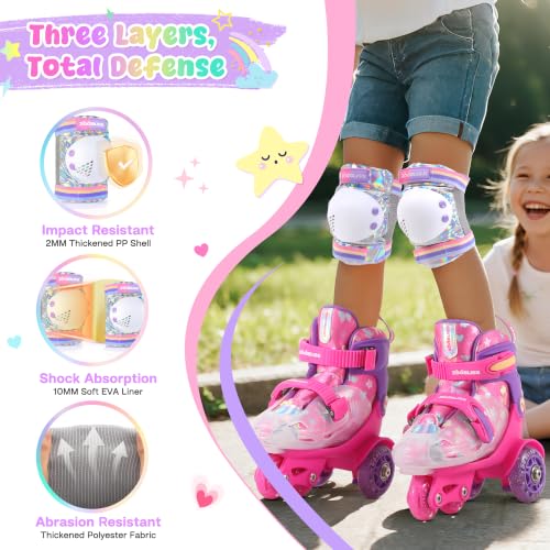 Girls Knee and Elbow Pads Set - Rainbow Rainbow Rainbow Small Kids Protection