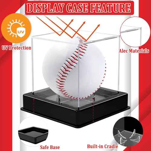 2 Pack Baseball Display Case, Baseball Box with UV Protected,Acrylic Baseball Boxes for Display,Baseball Cube Memorabilia Display Protector,Official Baseball Autograph Display Case