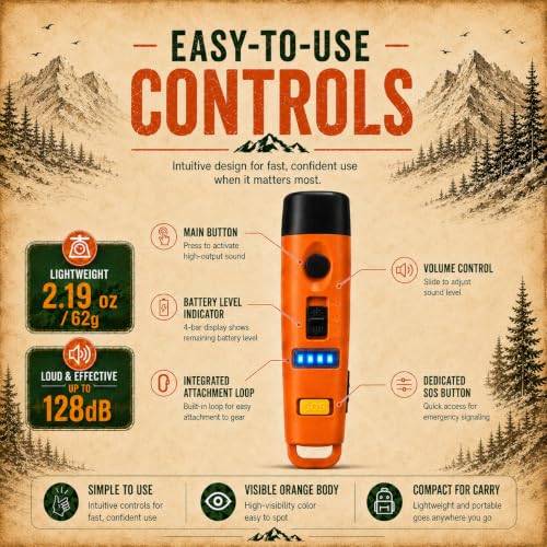 Rechargeable Electronic Safety Whistle with SOS Mode & 128 dB Alert for Hiking Camping
