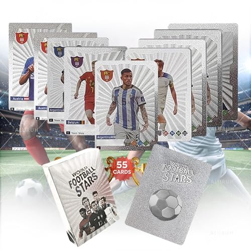 Soccer Trading Cards Set - 33 Unique Collectible Football Player Cards - White Variation