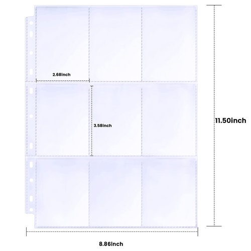 360 Pockets Binder Sleeves Double-Sided 9 Pocket Trading Pages for 3 Ring Binder, Clear Plastic Sleeves for Sport Cards, Business Cards, Game Cards, Photos