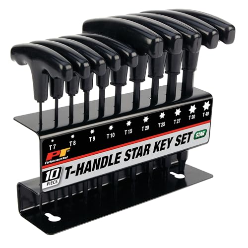 10-Piece Long Arm Star T-Handle Hex Key Set - Heavy Duty Allen Wrenches with Storage Rack