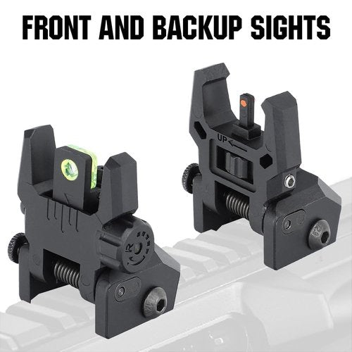ohhunt Fiber Optic Sights Foldable Flip Up Sights Back up Sight Polymer Fiber A15 (Black 3)