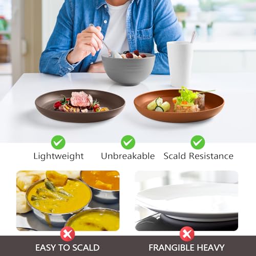 Farmhouse Dinnerware Set - 32-Piece Plates & Bowls for Kitchen & Dining, Wheat Straw Material