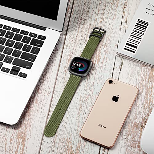 FINTIE Nylon Sport Watch Band for Fitbit Versa 4 & Sense 2 - Olive