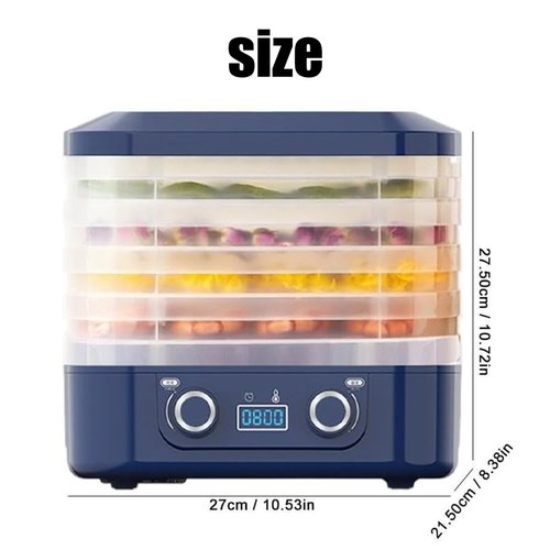 Compact Food Dehydrator for Fruits, Meat, Vegetables, Candy & Snacks (Blue)
