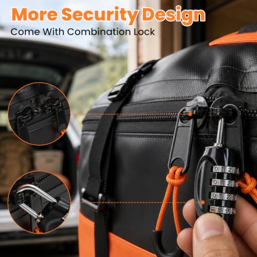 KMFurnila Waterproof Car Roof Cargo Carrier Bag - 15 Cu Ft, Dark Orange