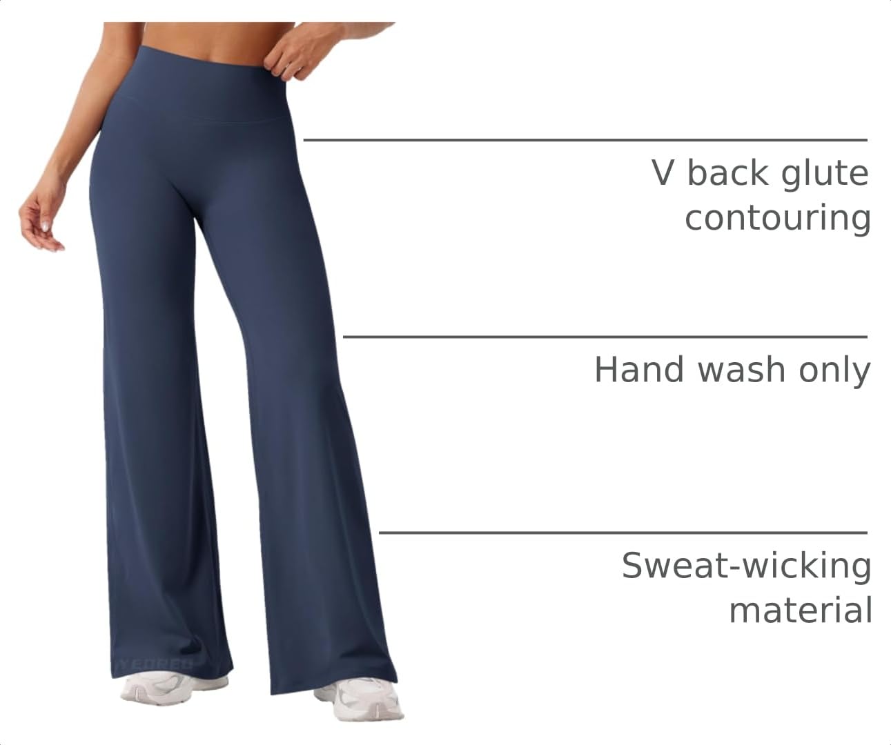 YEOREO Workout Women Straight Leggings 31.5" Eddiy Yoga Pants Navy Blue XXL