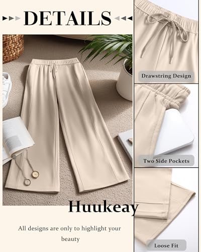 Women's Wide Leg Baggy Sweatpants 3 Pack - Black, Brown, Apricot Large