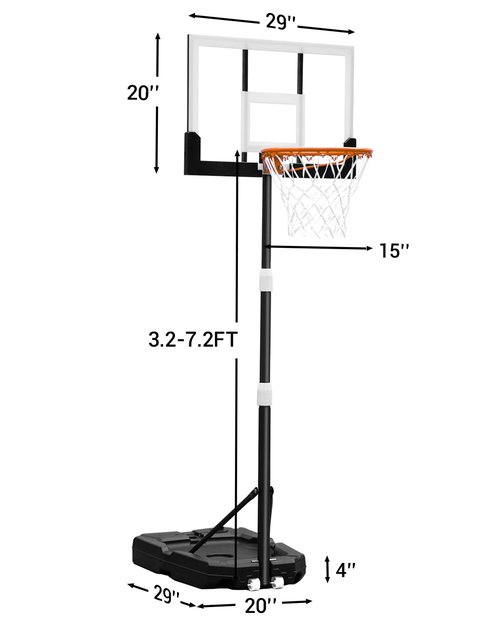 WIN.MAX Kids Basketball Hoop 29 in Backboard, 3.2 to 7.2FT Adjustable Height, Swimming Pool Basketball Hoop Outdoor for Kids/Adults Indoor Outdoor