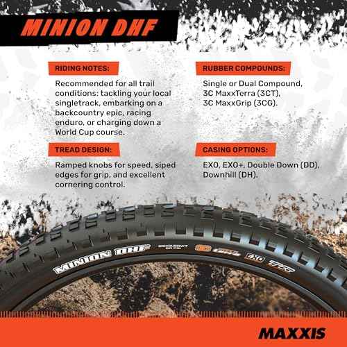MAXXIS Minion DHF - Dual Compound - 20, 24, 26, 27.5, 29 - EXO - E25 Rating, Tubeless | Gold Standard of Gravity Focused Tread, Size 27.5x2.60WT - EXO, E25