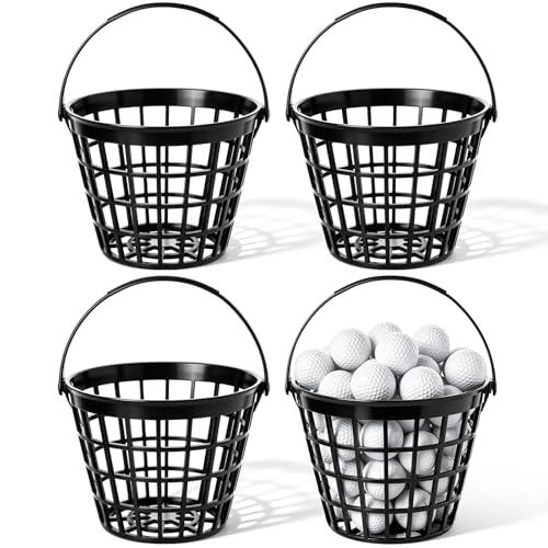 Teyva Daily Black 4-Pack Golf Ball Baskets - Holds 25 Balls, Unbreakable Plastic, Portable Range Practice Storage