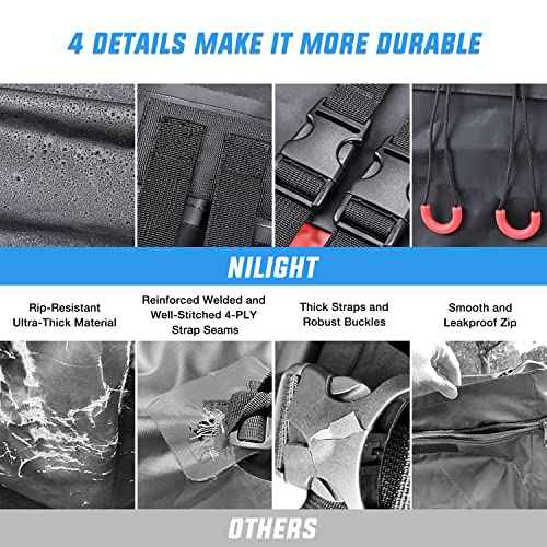 Nilight Car Roof Bag 15 Cubic Feet Waterproof Rooftop Cargo Carrier,Suitable for All Vehicle with/Without Rack - Waterproof Zip,Reflective Strip,Anti-Tear 840D PVC, with Anti-Slip Mat