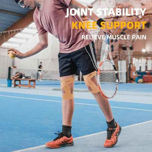IEADEN Precut Kinesiology Tape for Knees, 10 Pcs - Knee Support & Stability, Knee Pain Relief Athletic Tape - Elastic & Waterproof, Breathable Hypoallergenic Latex-Free Tape, Beige