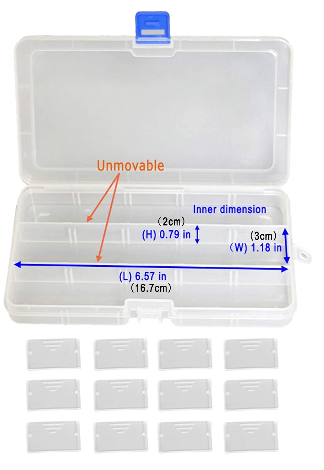Qualsen 15 Girds Bead Organizer with Adjustable Dividers(4 Pack), Tackle Box Organizer and Small Plastic Organizer Box for Jewelry, Beads, Earrings, Crafts, Screws and Fishing Tackles Small Items