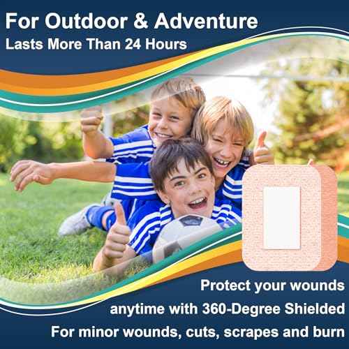 Silicone Adhesive Bandages Extra Large Size for Sensitive Fragile Skin 3"x4" 15 Counts Flexible Fabric Latex Free Hypoallergenic Breathable Bandages for Adhesive Allergy Wounds
