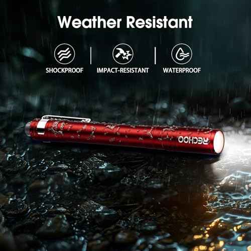RECHOO LED Pen Light 4 Pack, Lightweight, Small Bright Pen Flashlight with Clip, Waterproof Portable Pocket Flashlight for Home, Emergencies, Inspection, Red (Battery Included)