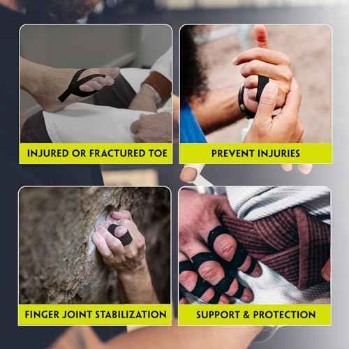 Finger Tape 2, 3, 6 or 12 Pack Black | Residue Free Skin Friendly Strong Athletic Sports Tapes | 0.5¡± x 45 Feet for Rock Climbing Martial Arts (2, Black)