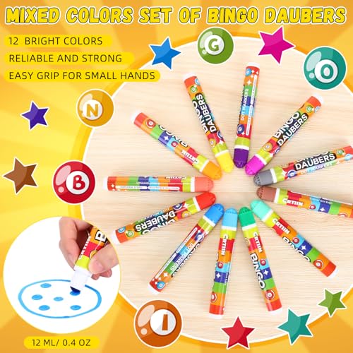 72 Pack Dot Markers Art Coloring Supplies - 12 Bright Colors, Bingo Daubers